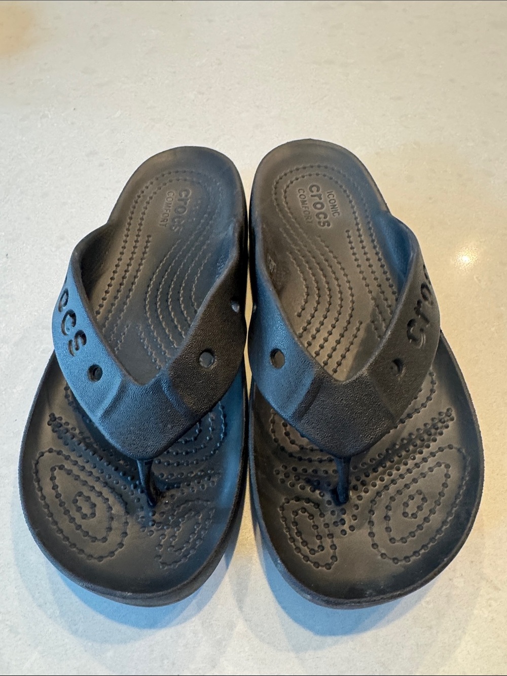CROCS baya platform Black Foam Thong Sandals
